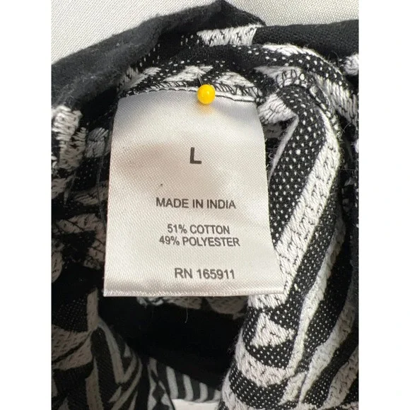 Grace + Karma Dress Women L Black White Tribal Geometric Boho Tiered Southwest - Picture 3 of 10